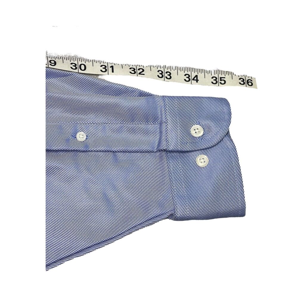 Stafford Dress Shirt Men's 16.5 Blue White Striped Cotton Classic Formal Oxford - Picture 6 of 6